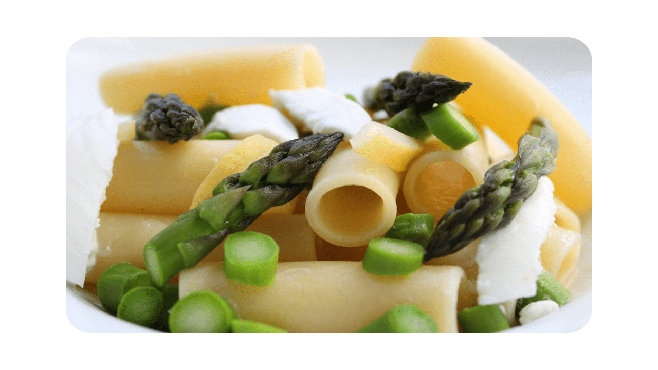 #061 – Candele, asperges, mozzarella, sauce anchois-citrons