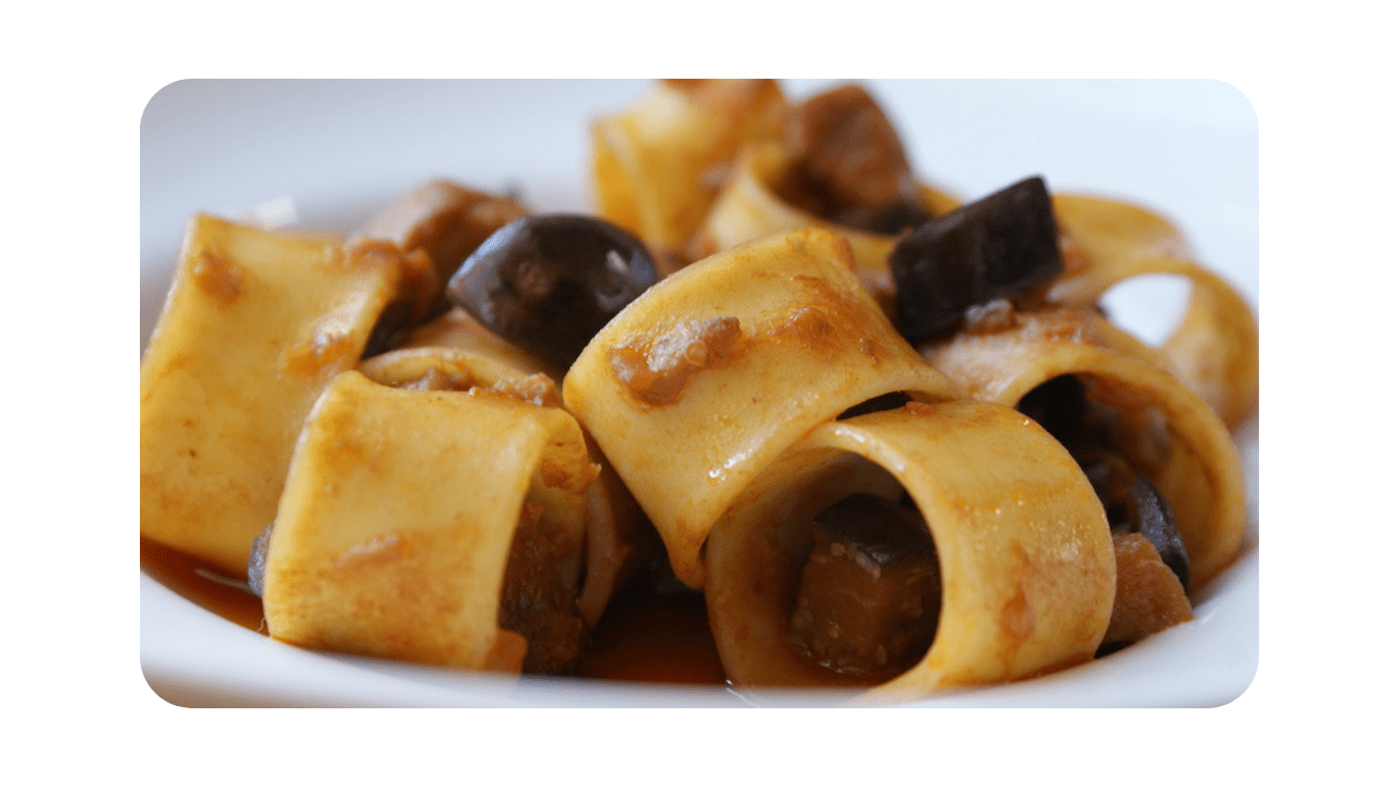 #074 – Calamarata, aubergines & anchois