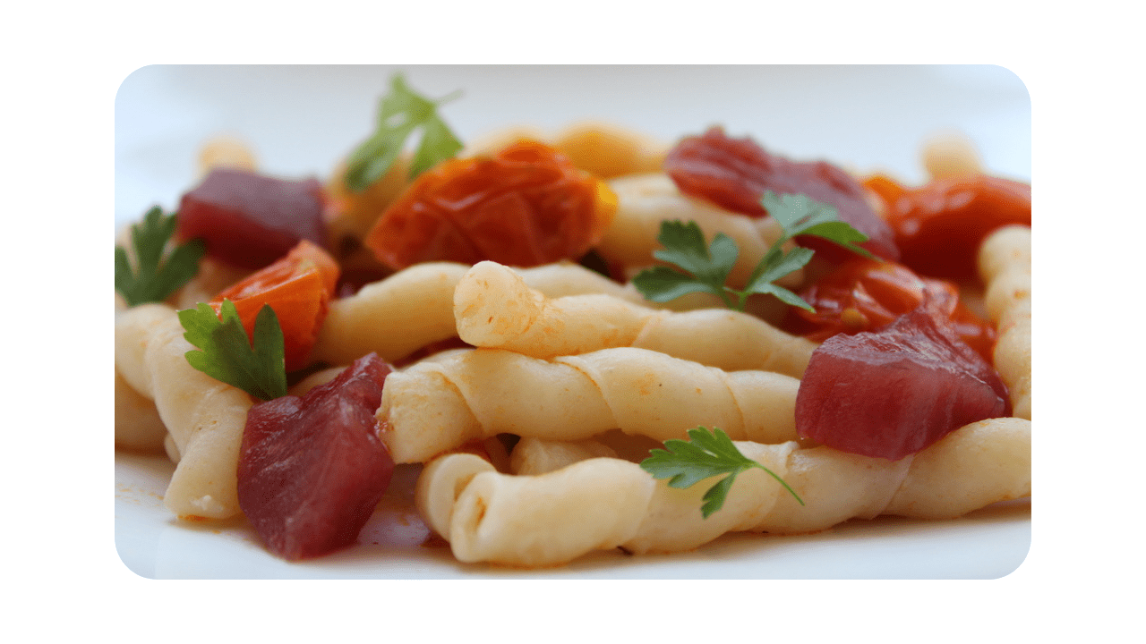 #103 – Busiate, sauce tomates au café, thon frais