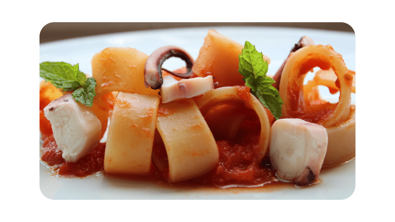 #117 – Calamarata, poulpe, curcuma & tomates