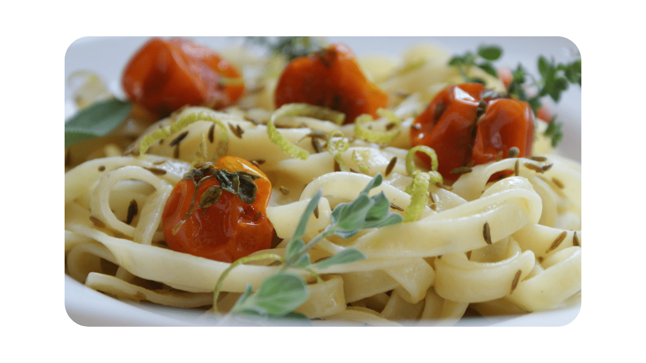 #120 – Tagliatelle, tomates cuites au four, sauge, sarriette & thym