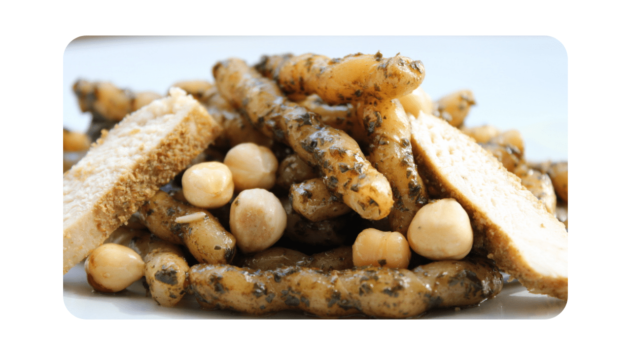 #129 – Busiate, poulet, noisettes & pois chiches, gremolata