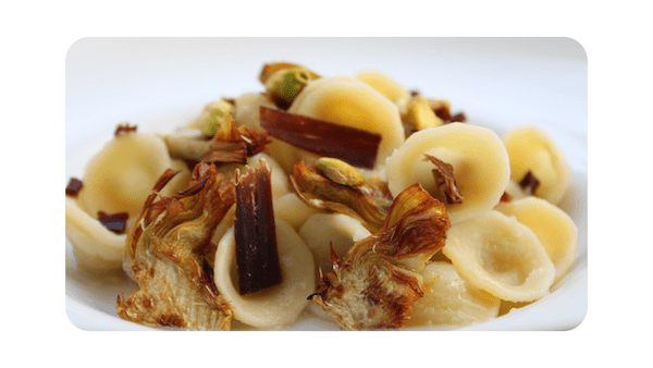 #161 – Orecchiette, artichauts rôtis, bresaola & pistaches