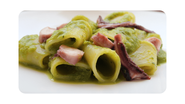 #173 – Paccheri, poulpe, crème d’asperges au basilic