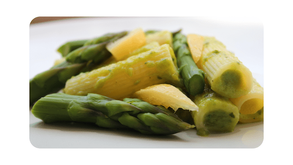 #174 – Rigatoni, asperges & crème d’asperges au citron confit