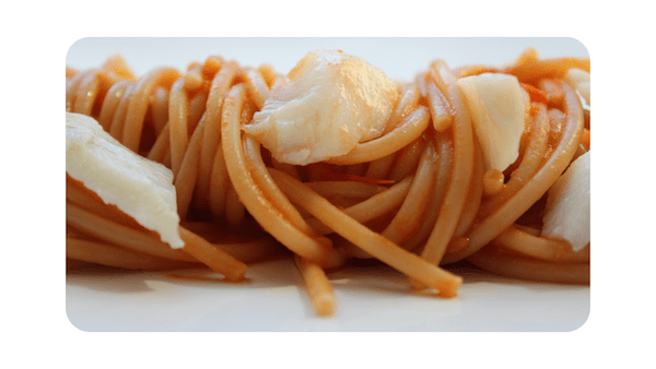 #198 – Bigoli à la calabraise (morue, tomates & piment)