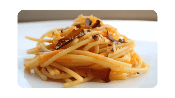 #231 – Spaghetti, carottes, amandes, poutargue, coriandre