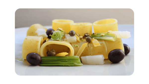 #233 – Calamarata, poireaux des vignes, cabillaud, pistaches