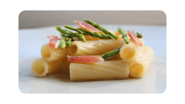 #238 – Tortiglioni, asperges sauvages, gorgonzola, jambon
