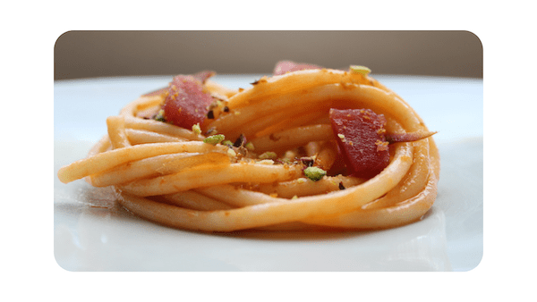 #253 – Pici, thon rouge, tomates, poutargue & pistaches